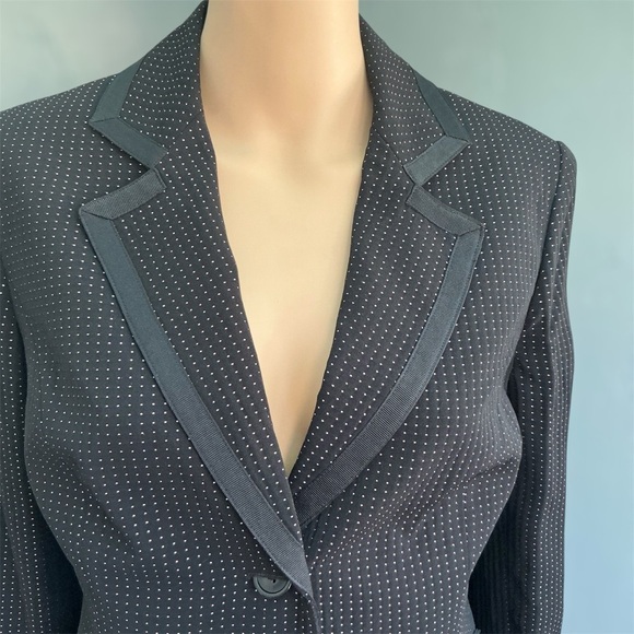 Jones N.Y.Suit Womens Suit Set Retro Navy/Pink Polka Dot Jacket +Skirt Sz 6 - Picture 7 of 16